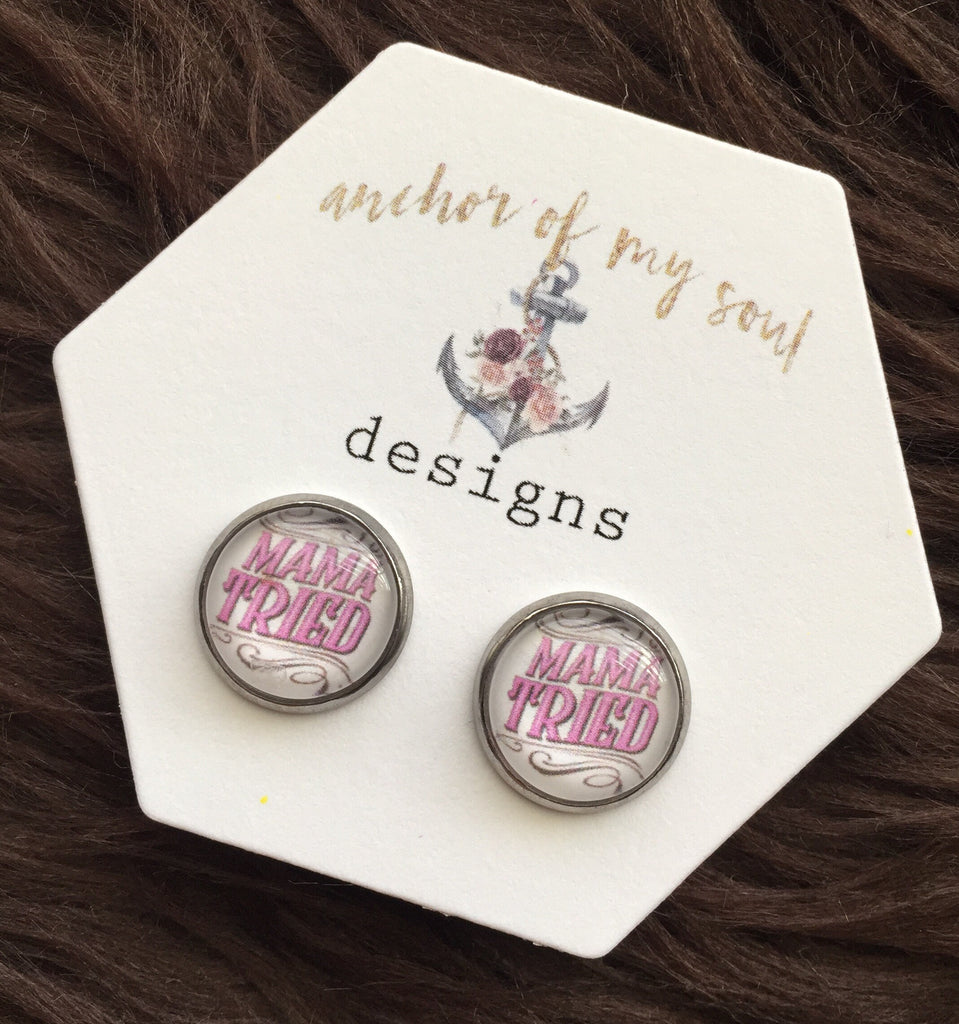 Pink Mama Tried Hypoallergenic Earring Stud Set