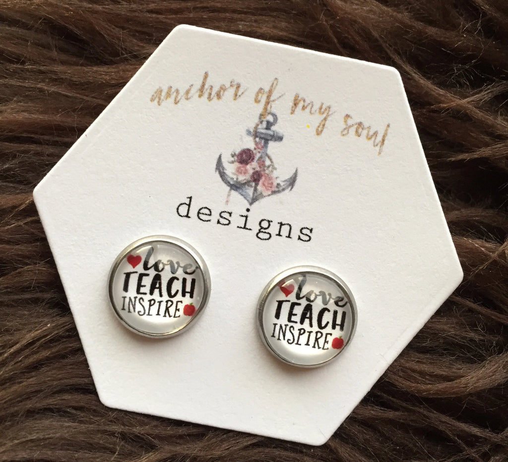 Teacher Appreciation Apple, Inspire Hypoallergenic Earring Stud Set