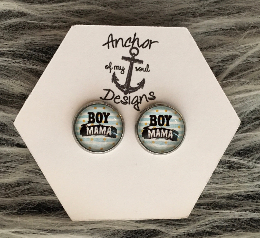 Boy Mama Stainless Steel Hypoallergenic Earring Stud Set