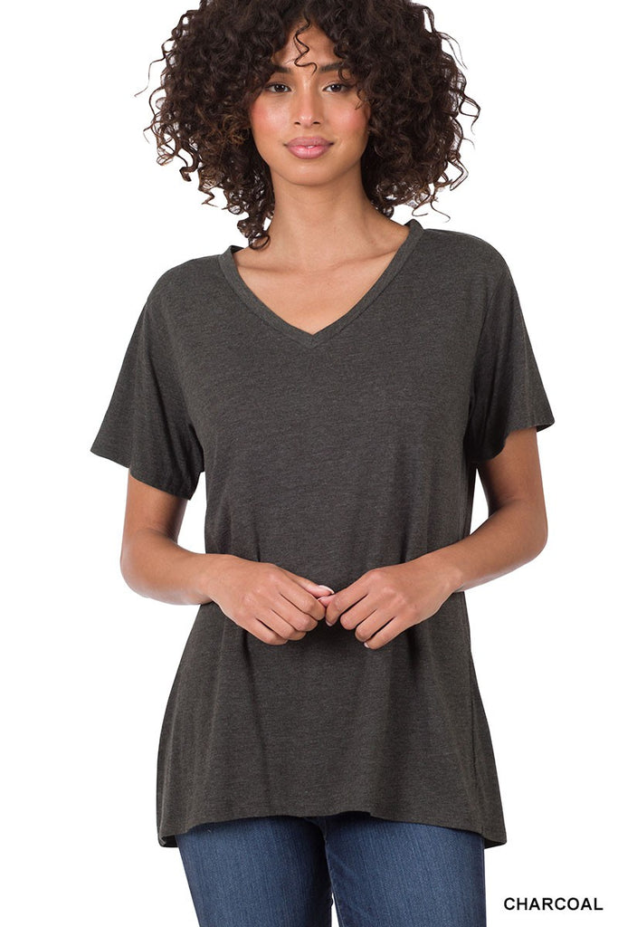 Charcoal Boyfriend Vneck Tee