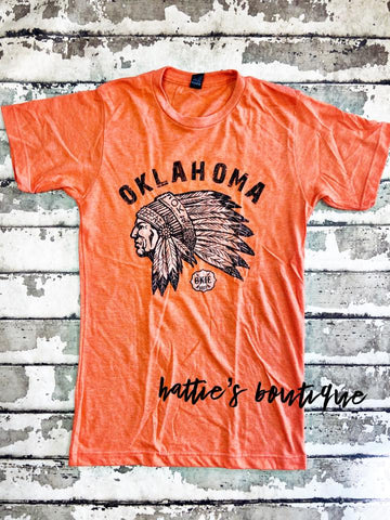 Oklahoma Headdress Tee, Orange