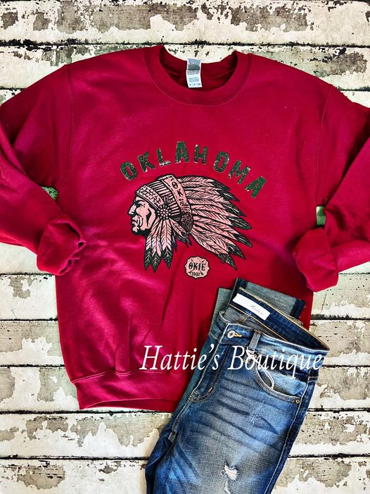 Oklahoma Headdress Sweater, Maroon