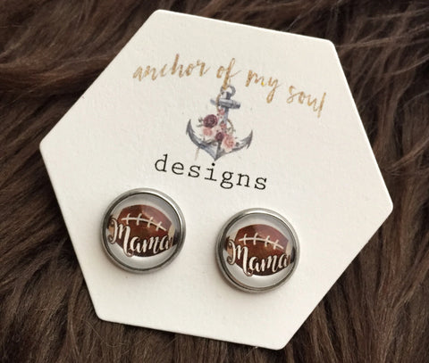 Football Mama Earring Studs