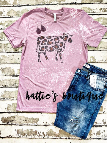 Leopard Cow Distressed Tee