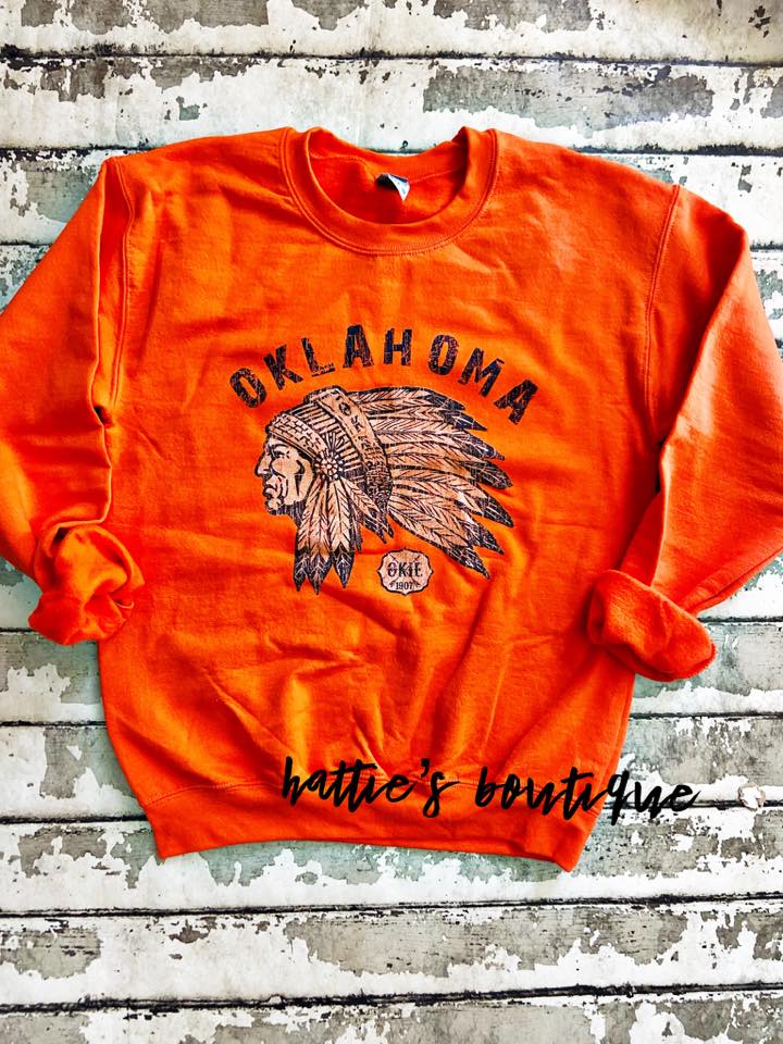 Oklahoma Headdress Sweater, Orange