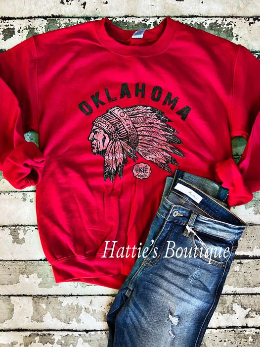 Oklahoma Headdress Sweater, Red