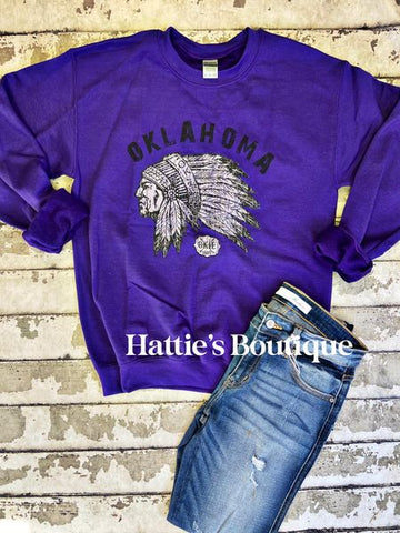 Oklahoma Headdress Sweater, Purple