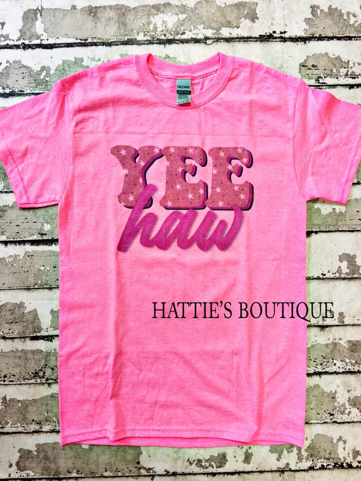 Yeehaw Tee, Neon Pink