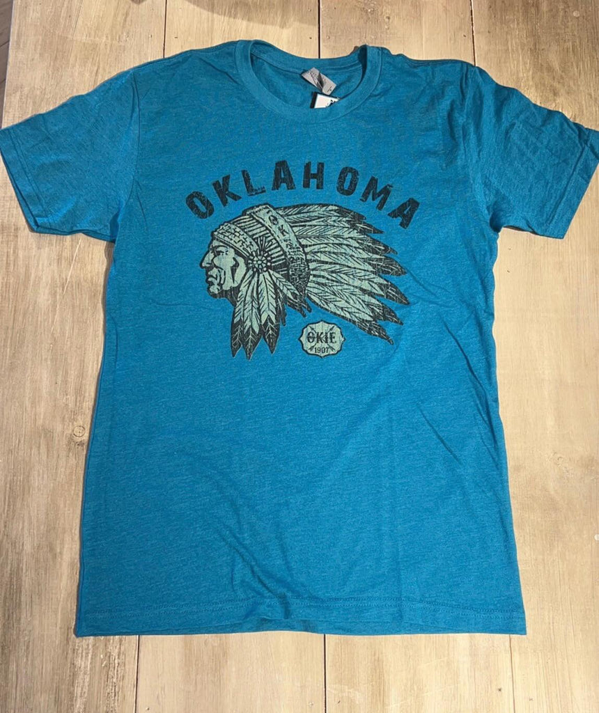 Oklahoma Headdress Tee, Teal