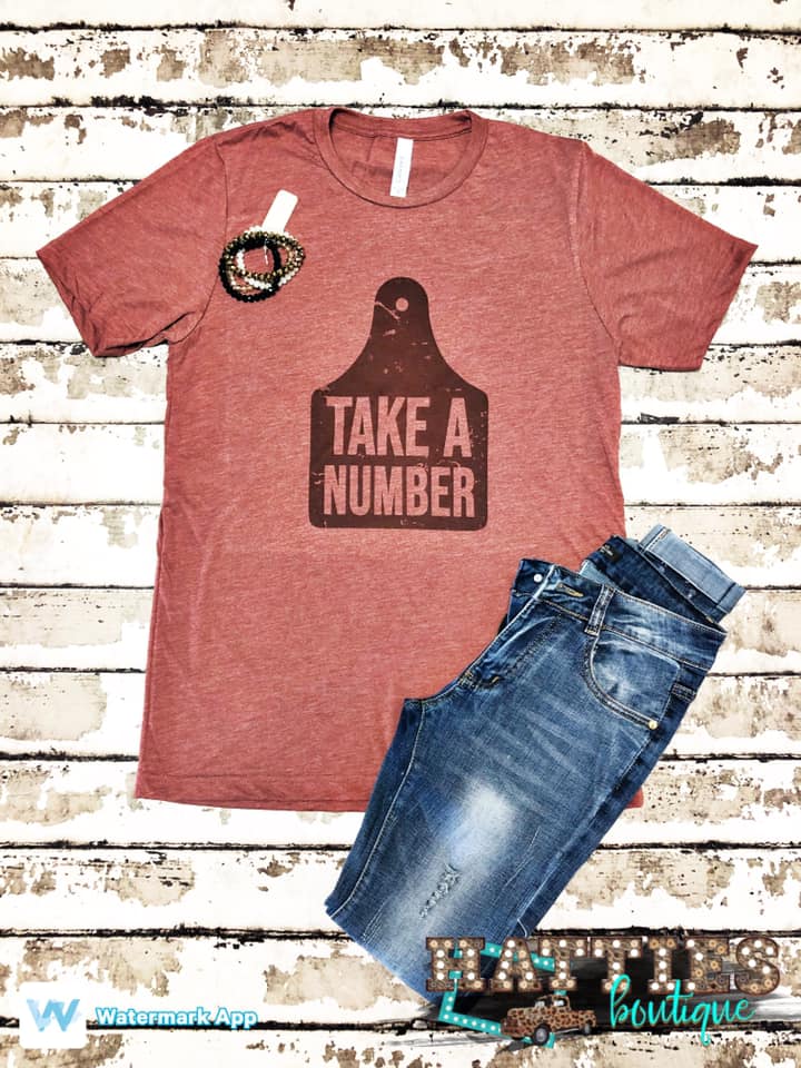 Take A Number Cow Tag Tee - Hattie's Boutique