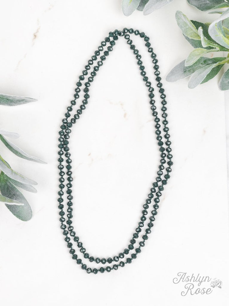 The Essential 60" Double Wrap Beaded Necklace, Forest Green